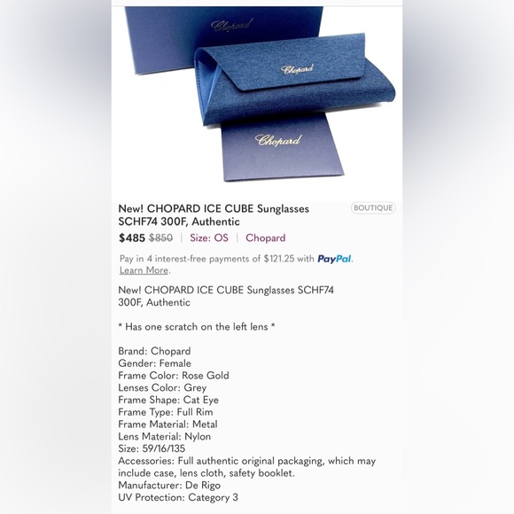 New! 👑CHOPARD ICE CUBE Sunglasses SCHF74 300F, Authentic - Picture 9 of 16